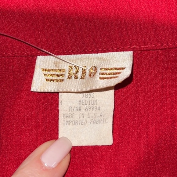 Vintage Rio Red Embellished Jacket & Top Set in Medium Really Pretty - Picture 7 of 10